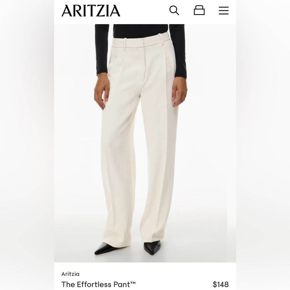 wilfred- high waisted wide leg matte pearl effortless pants size 4